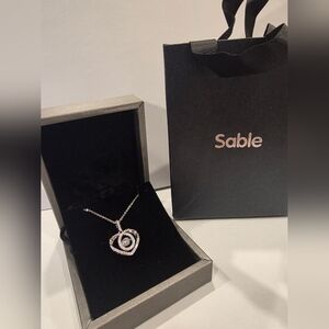 SABLE Moissanite Heart Dancing Pendant Necklace Occasion Valentine Gift NIB